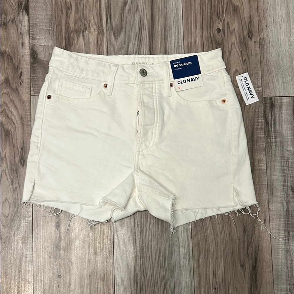 Old Navy White Jean Shorts Distressed Cut-Off Style